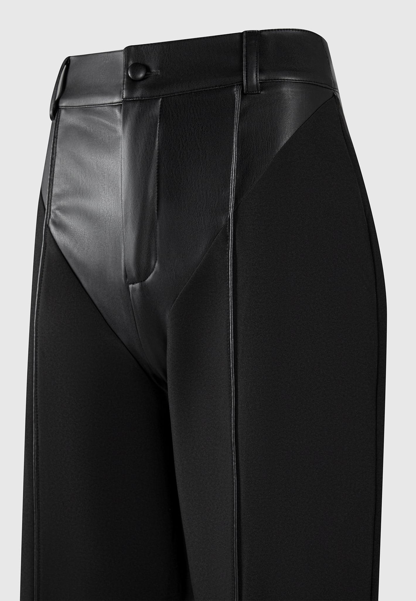 Leather & Woven Trousers - Black Female Product Image