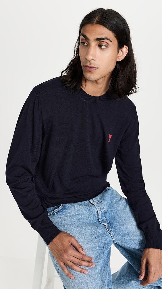 AMI Red ADC Embroidery Crew Neck Sweater | Shopbop Product Image