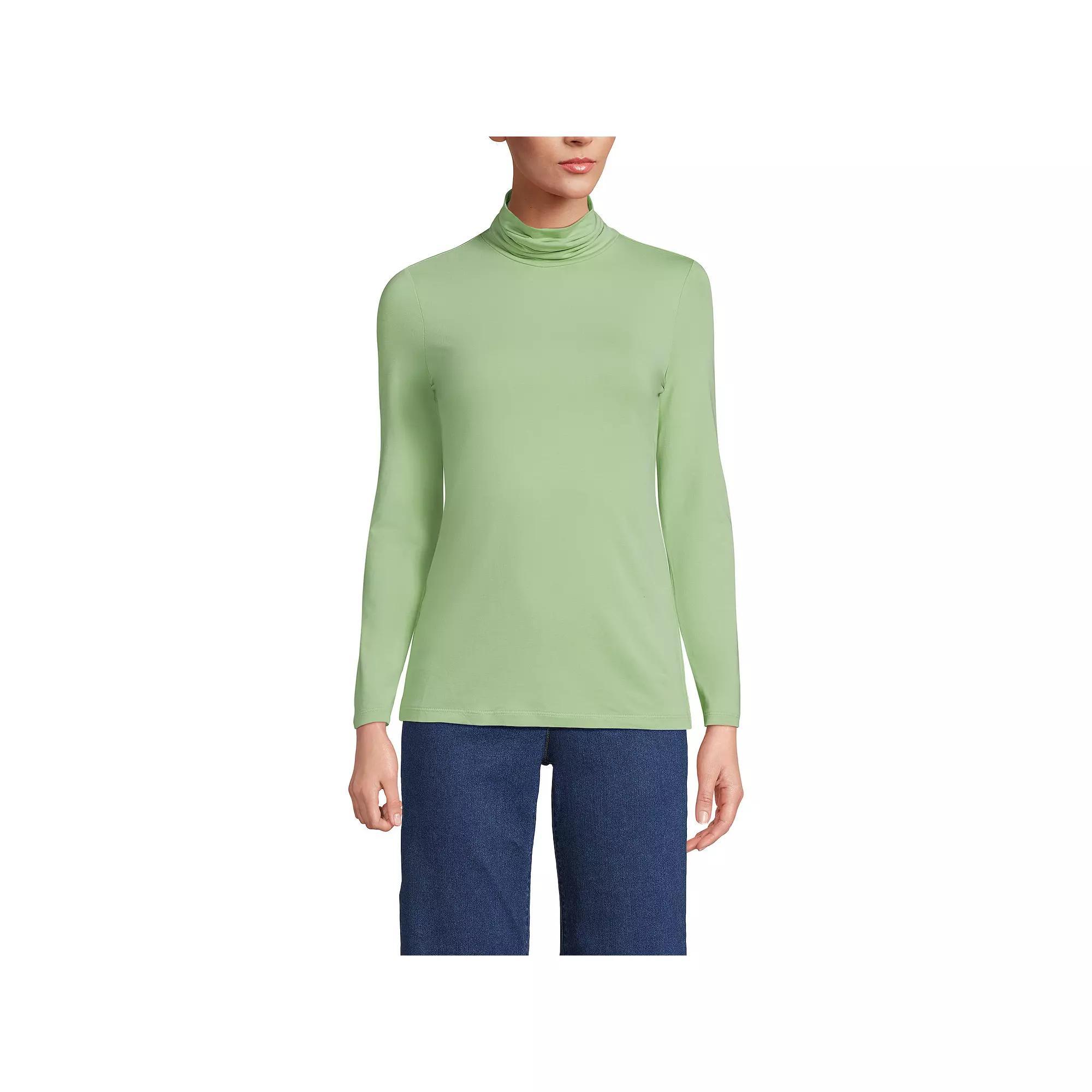Petite Lands' End Lightweight Fitted Long Sleeve Turtleneck, Women's, Size: XS Petite, Soft Green Product Image