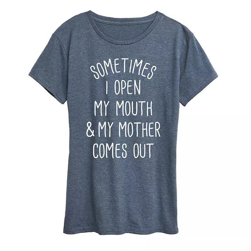 Womens Sometimes I Open My Mouth Mother Graphic Tee Grey Blue Product Image