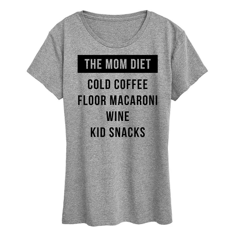 Womens The Mom Diet Graphic Tee Grey Gray Product Image