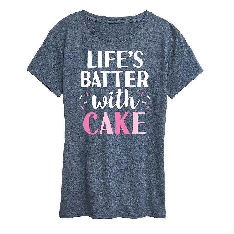 Womens Lifes Batter With Cake Graphic Tee Blue Product Image