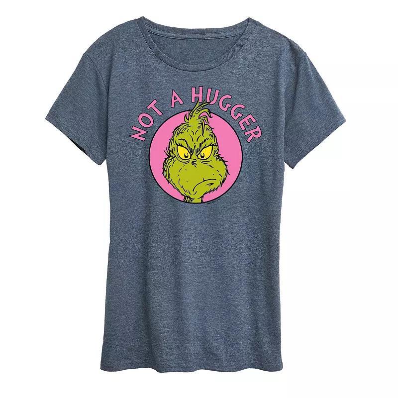 Womens Grinch Not A Hugger Graphic Tee Grey Royal Blue Product Image