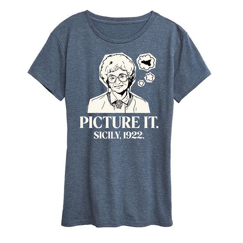 Womens Golden Girls Sophia Picture It Sicily Graphic Tee, Girls Grey Blue Product Image