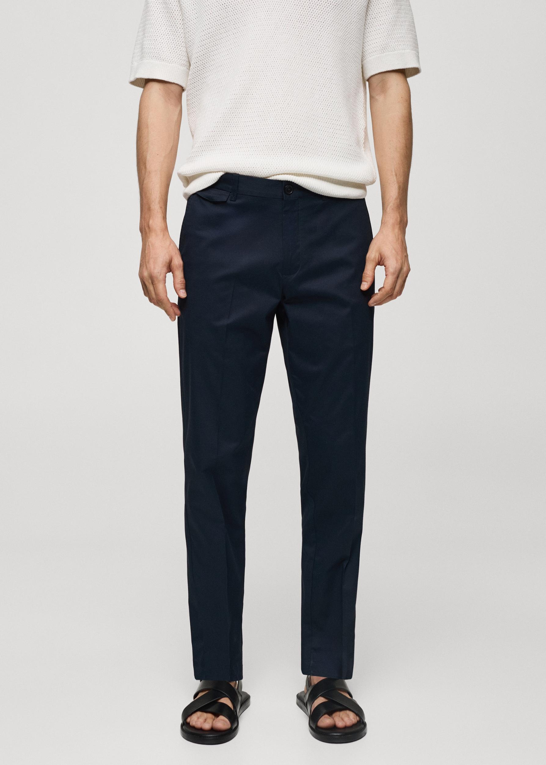 Regular fit structure cotton trousers - Men | MANGO USA Product Image