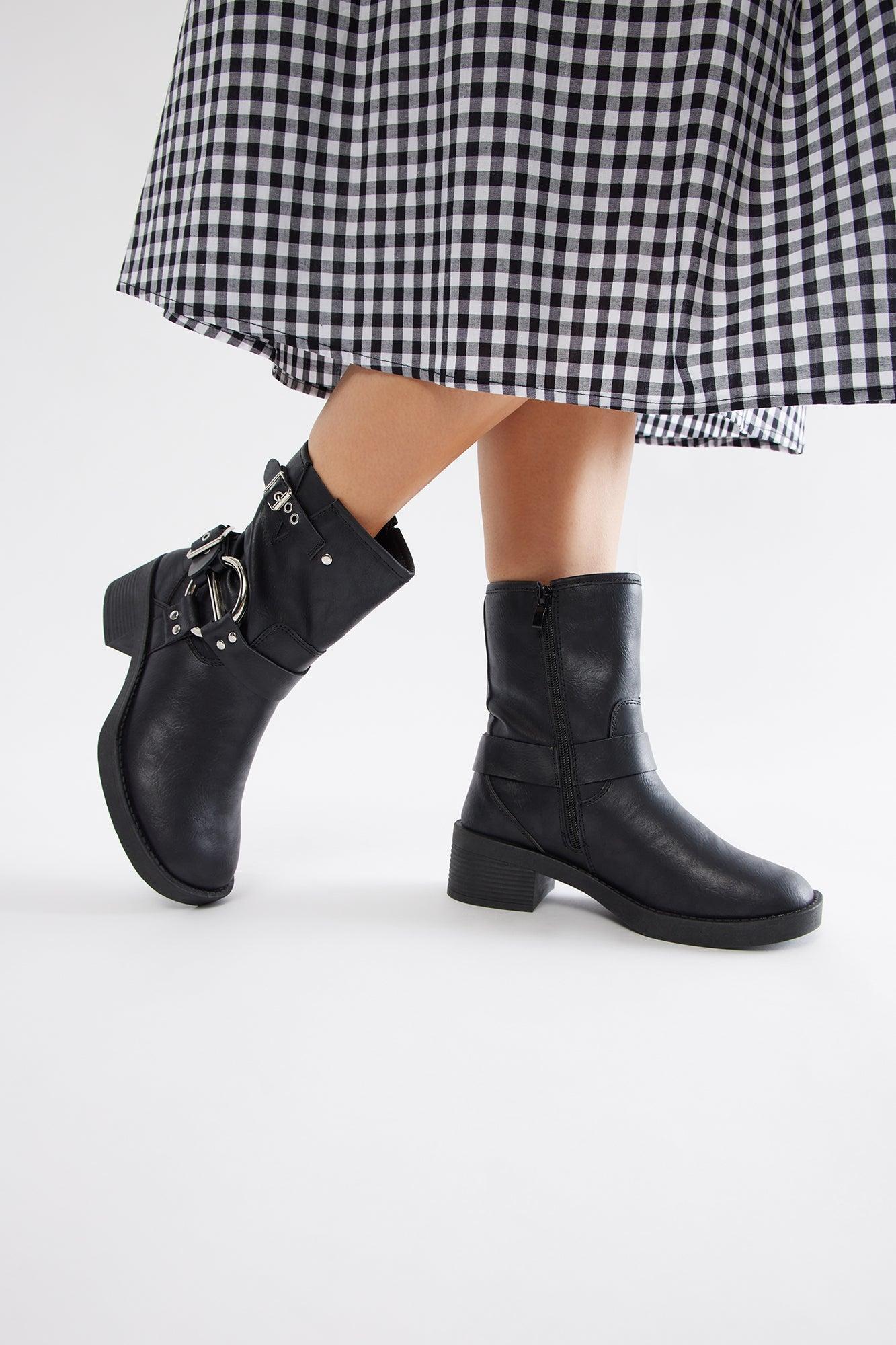 Laine Buckle Booties - Black Product Image