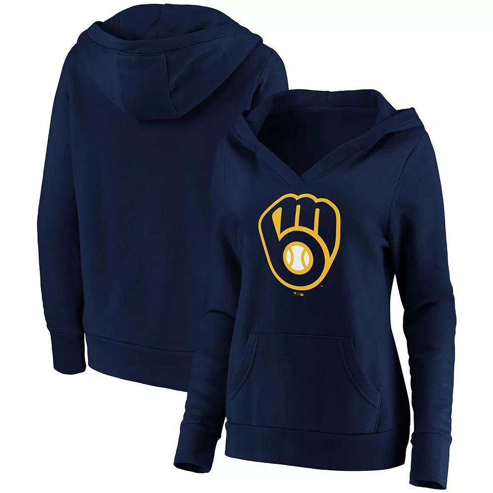 Women's Fanatics Branded Royal Kansas City Royals Official Logo Crossover V-Neck Pullover Hoodie, Size: Small, Blue Product Image