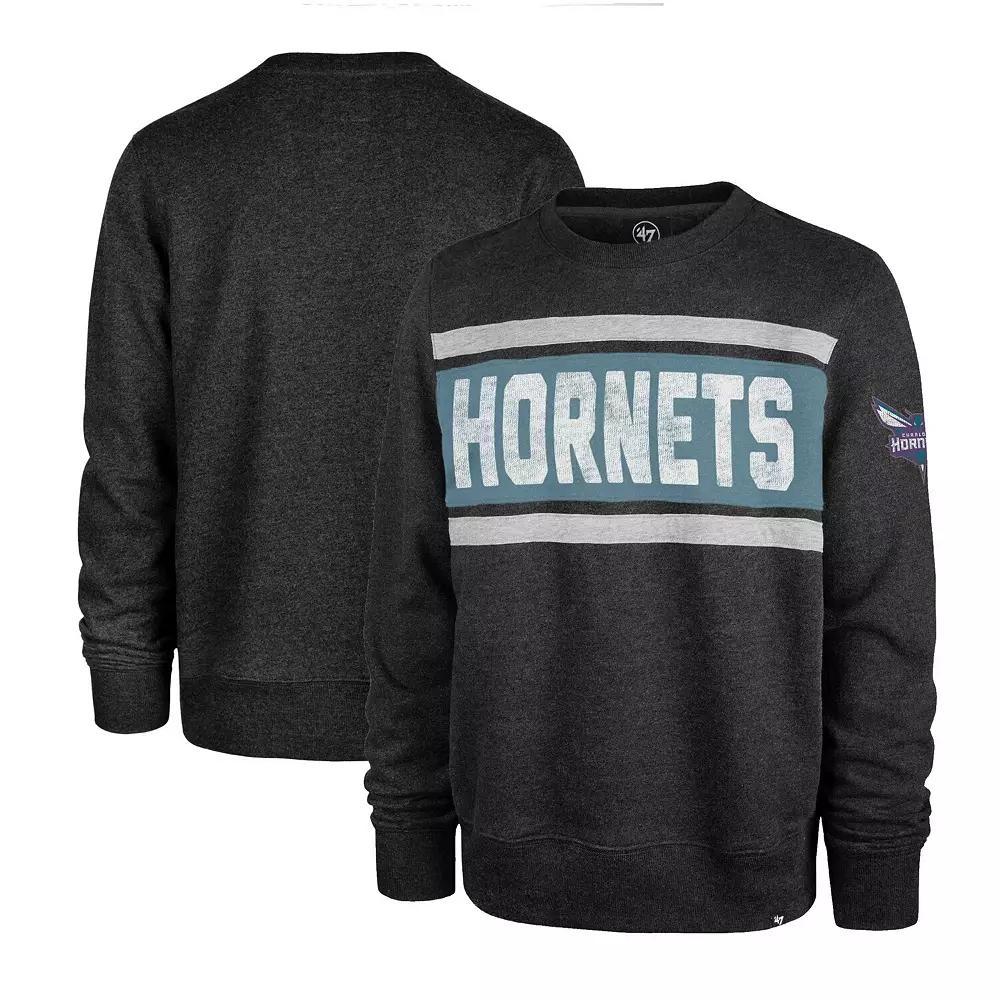 Men's '47 Heather Black Charlotte Hornets Tribeca Emerson Pullover Sweatshirt, Size: Small, Chr Charco Product Image
