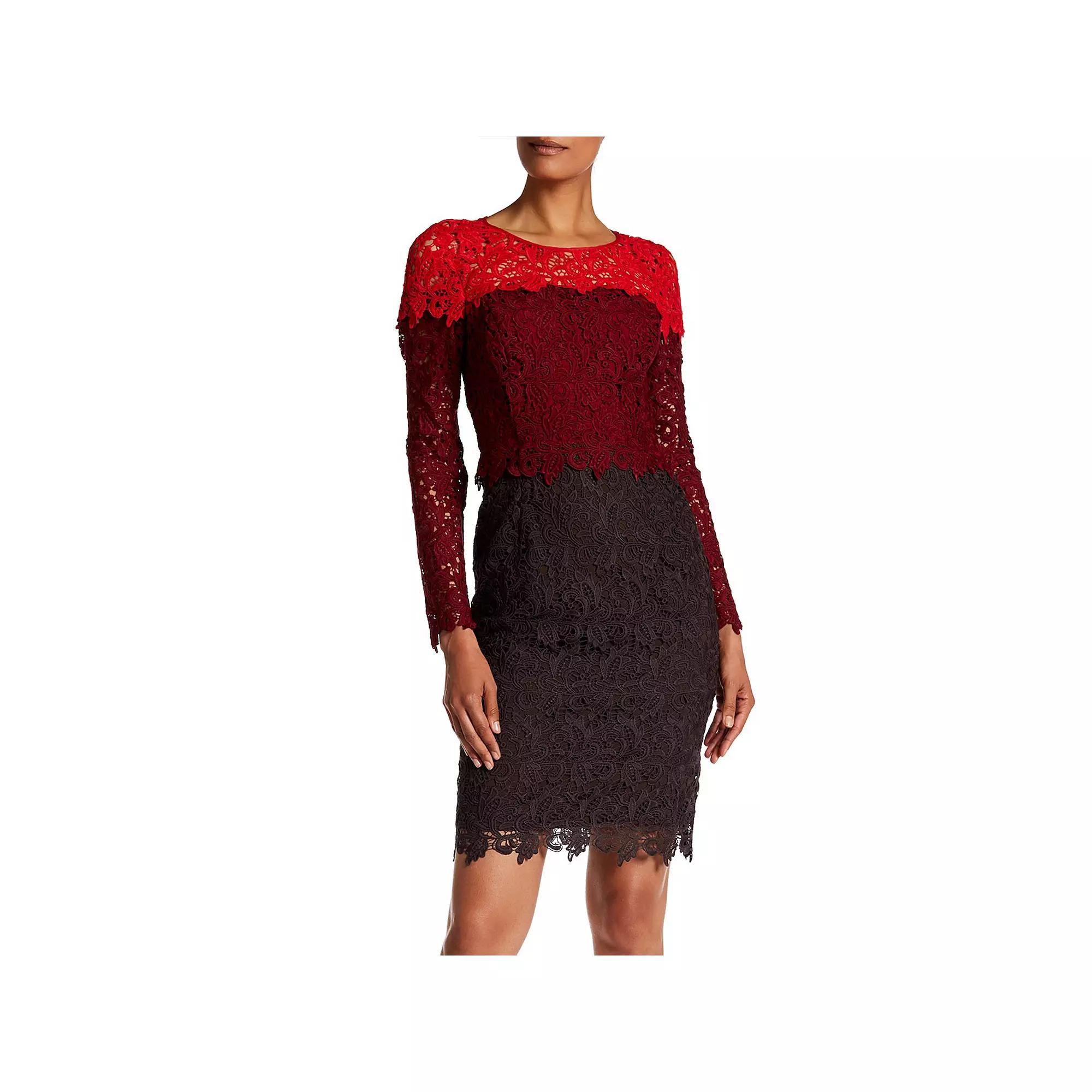 Women's Focus By Shani Ombre Lace Sheath Dress, Size: 8, Red Product Image