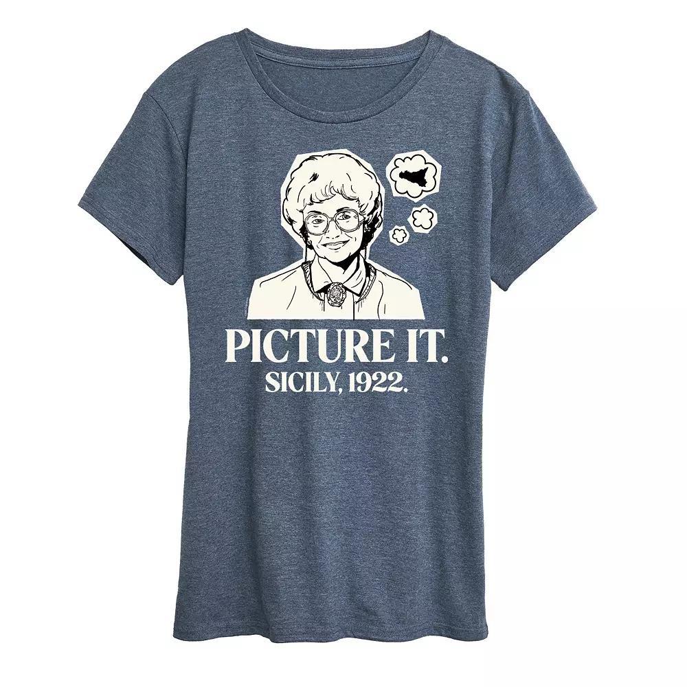 Womens Golden Girls Sophia Picture It Sicily Graphic Tee, Girls Grey Blue Product Image
