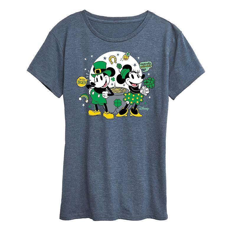 Disney's Mickey & Minnie Mouse Women's St. Patrick's Pot Of Gold Graphic Tee, Size: XL, Grey Green Product Image