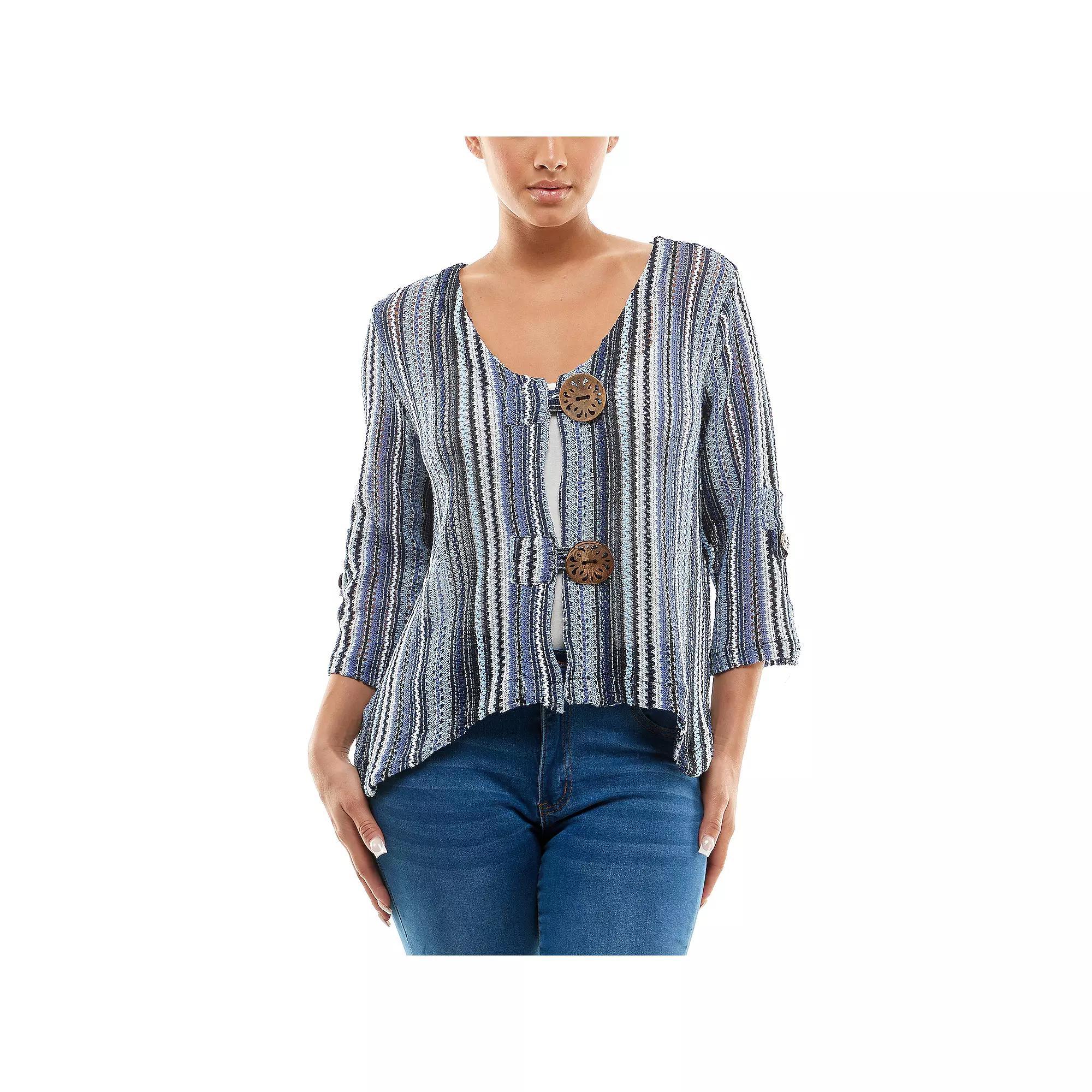 Womens Nina Leonard Button-Front Bolero Blue Team Product Image