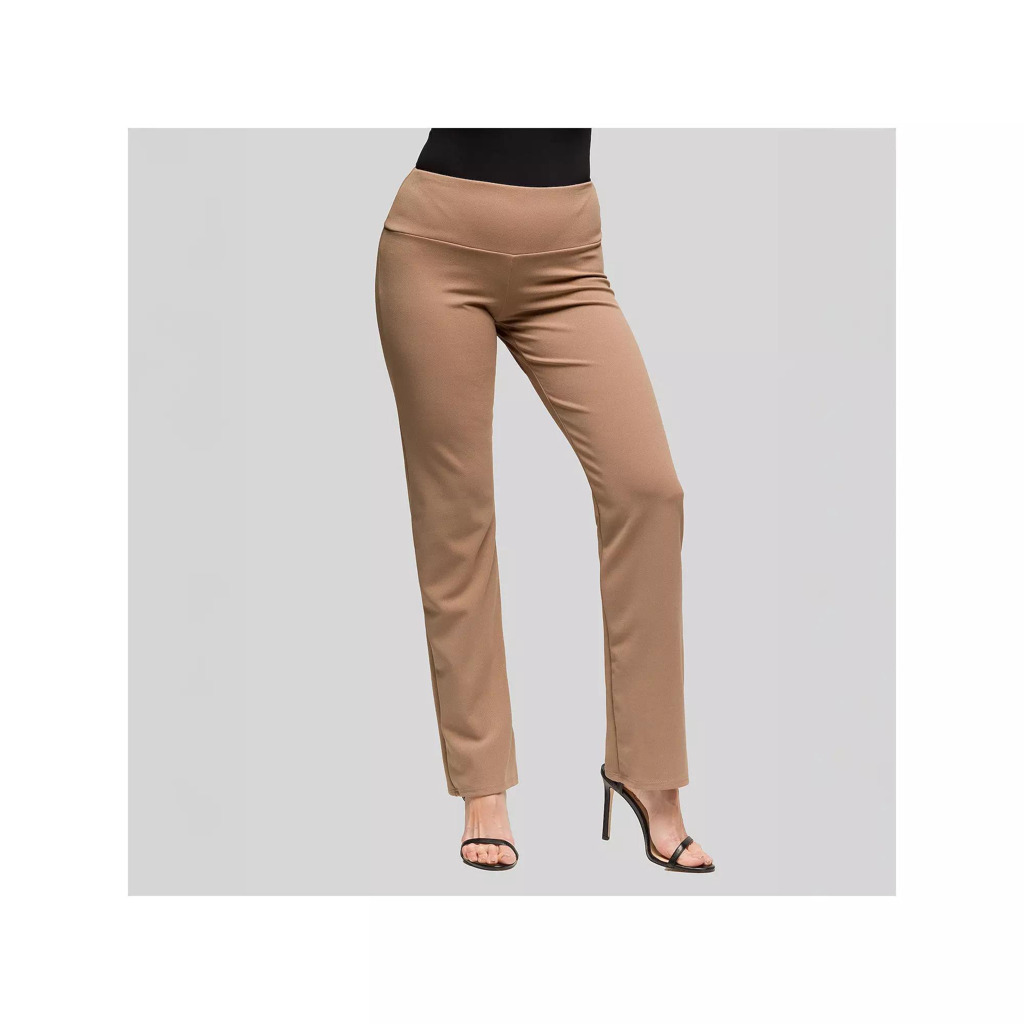 Women's 24Seven Comfort Apparel High Waist Stretch Dress Pants, Size: Medium, Brown Product Image