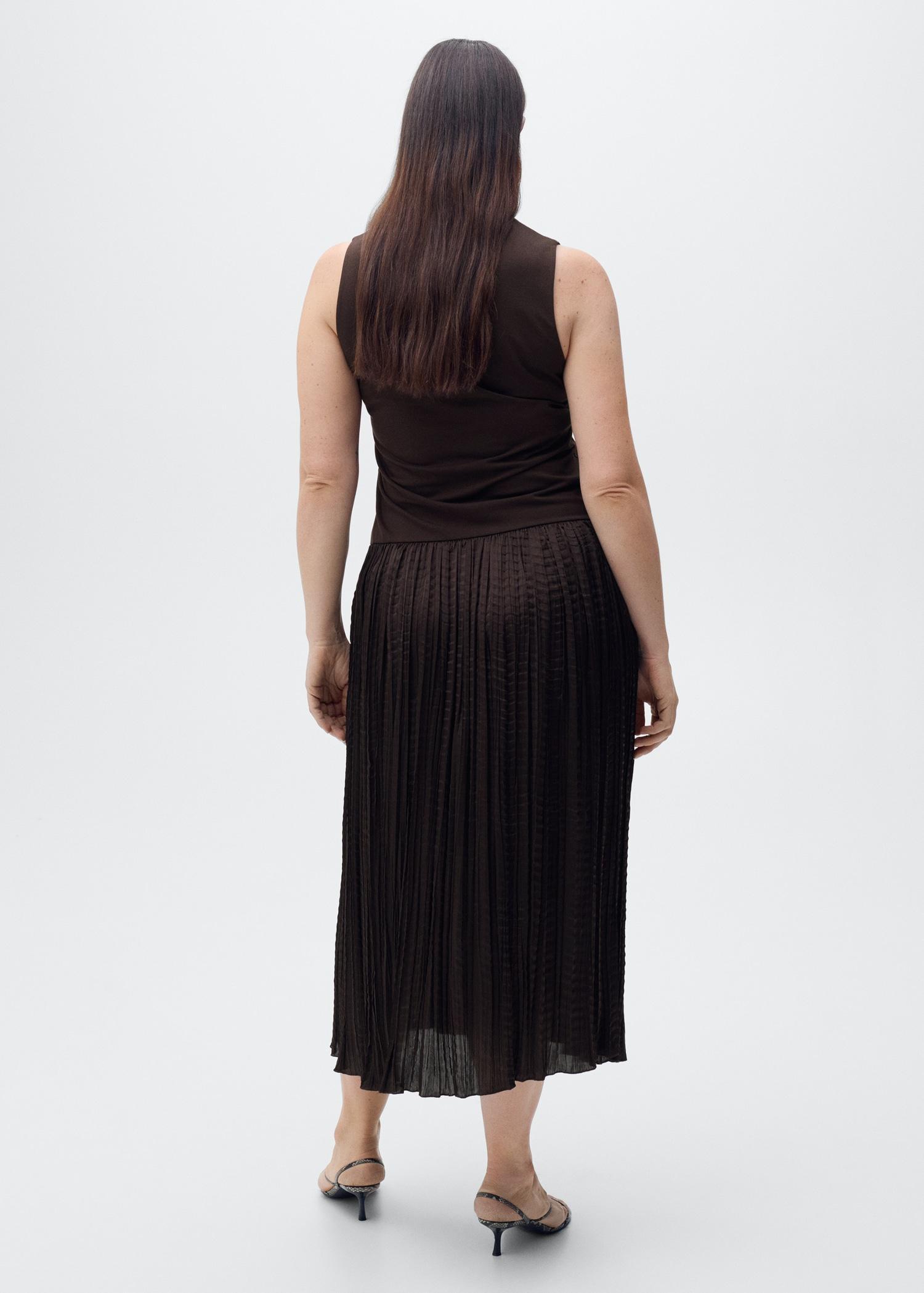 Combined-fabric long dress - Women | MANGO USA Product Image