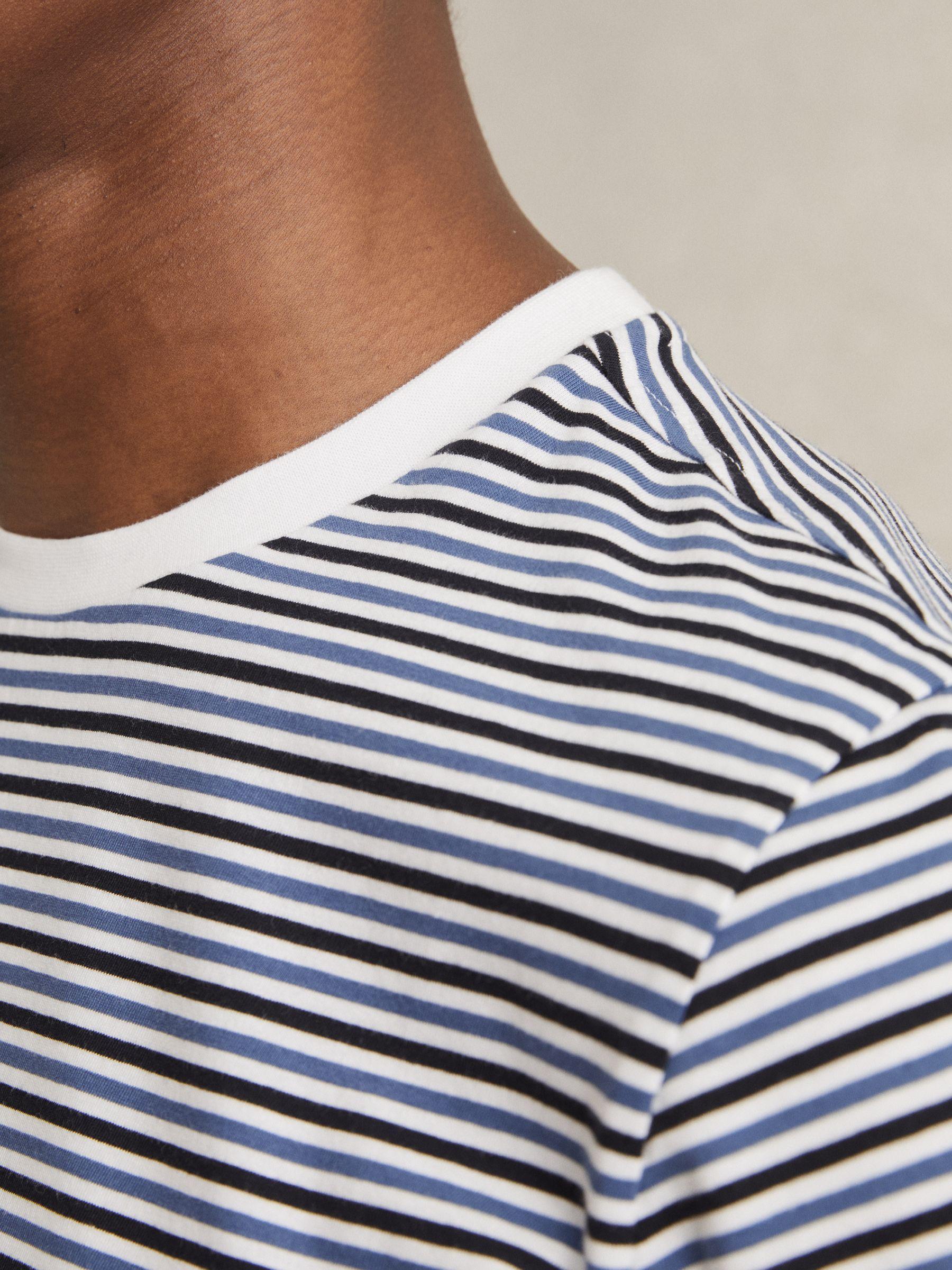 Mercerised-Cotton Stripe T-Shirt in Blue/White Product Image