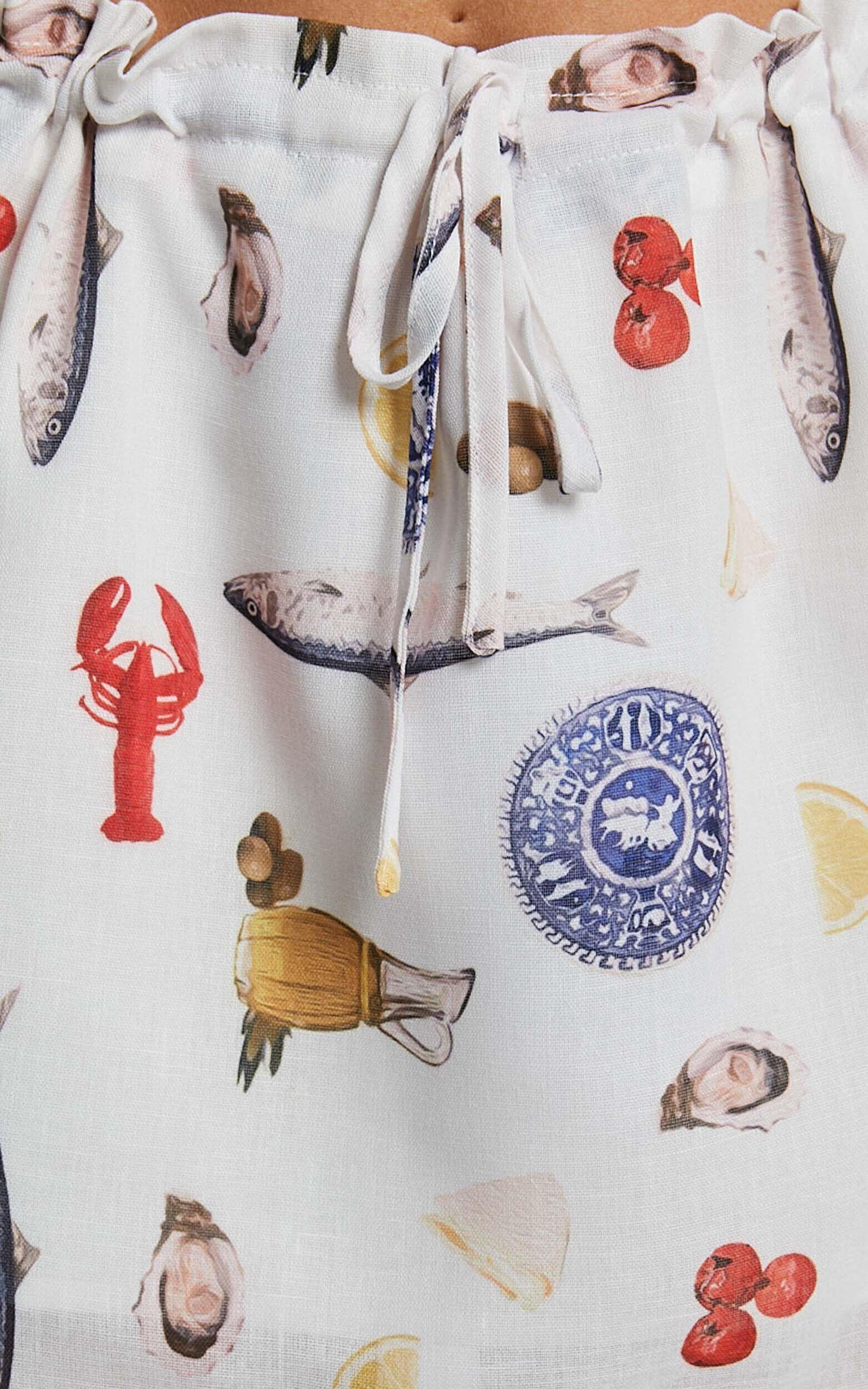 Jane Skirt - Linen Column Slip Mini Skirt in Seaside Print Product Image