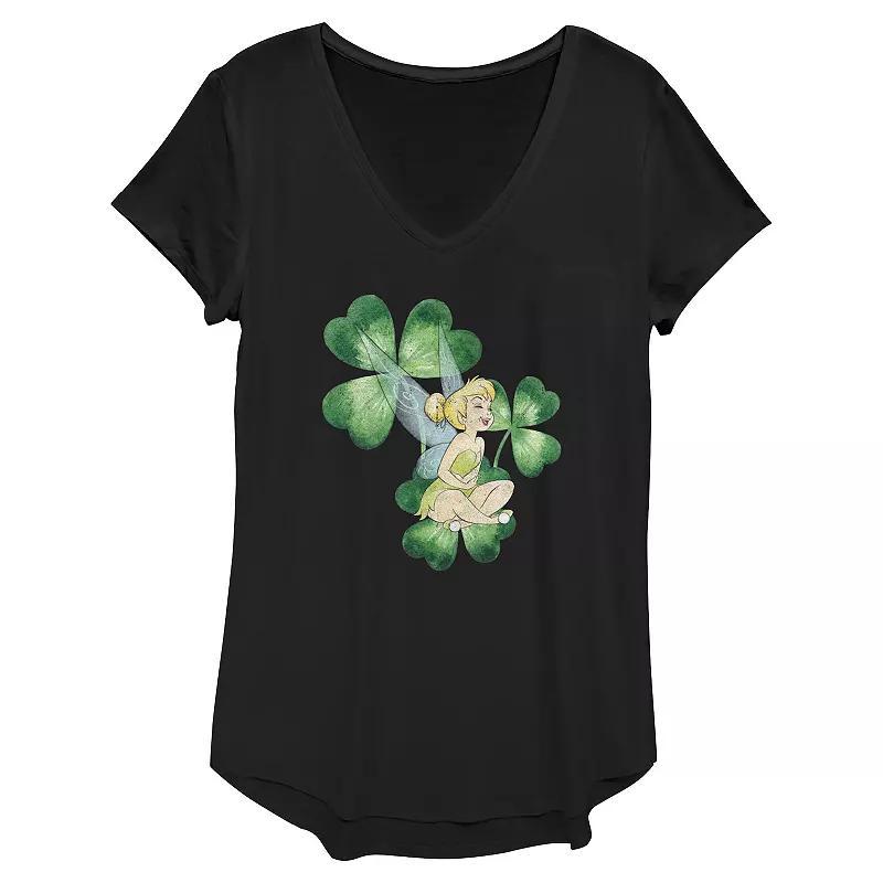 Disney's Tinker Bell Shamrock Women's Graphic Tee, Size: XS, Black Product Image