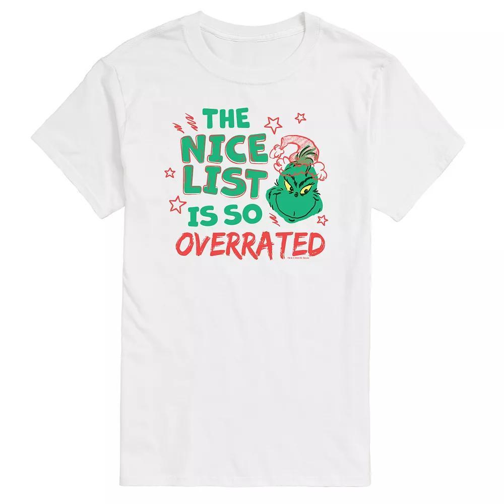 Big & Tall Dr. Seuss The Grinch Nice List Overrated Graphic Tee, Mens Product Image
