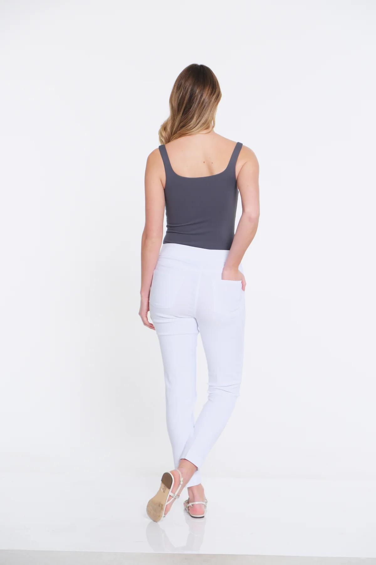 PULL-ON ANKLE PANT WITH REAL FRONT AND BACK POCKETS - White Product Image