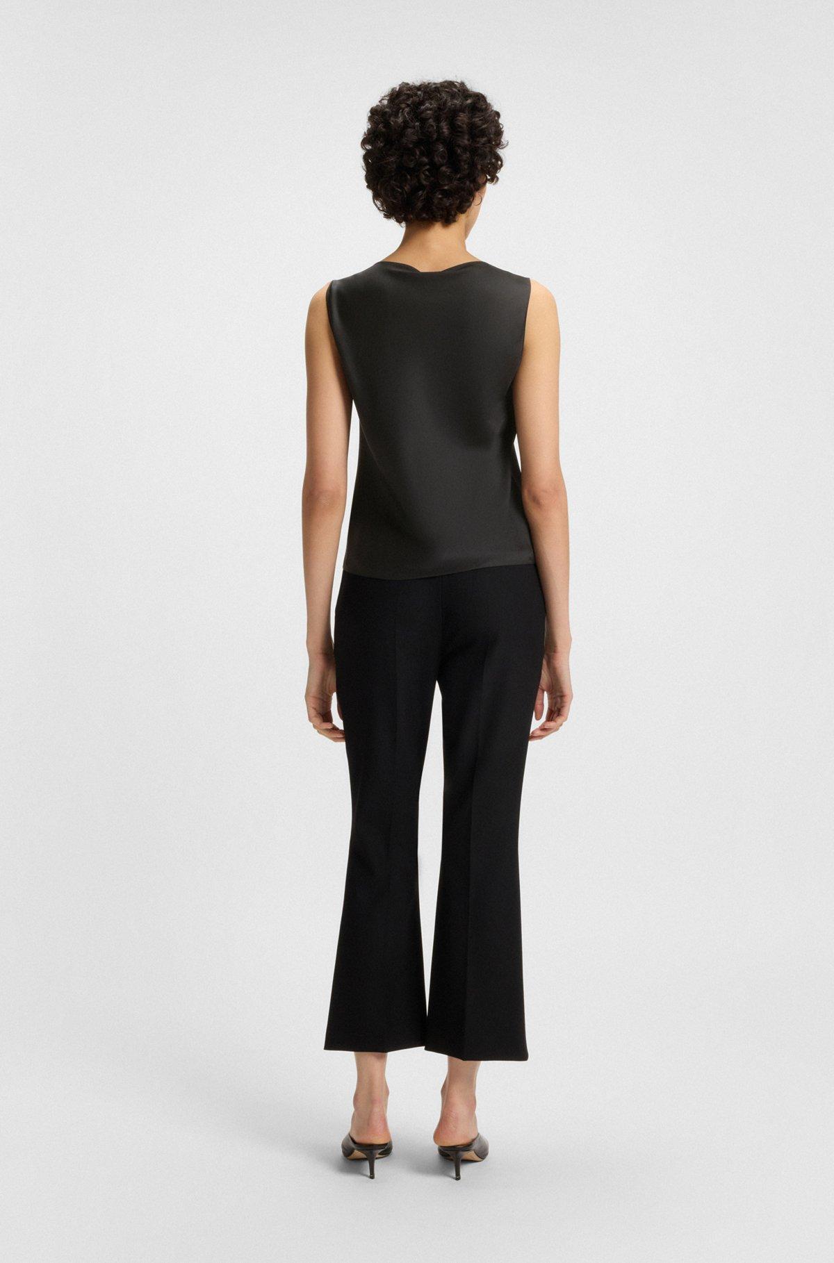 Sleeveless cowl-neck blouse in stretch silk Product Image
