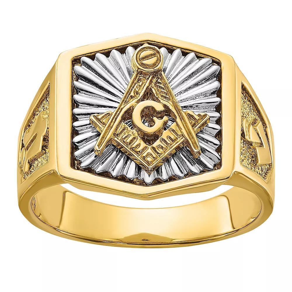 Masonic Collection Men's 10k Gold Two-Tone Blue Lodge Master Masonic Ring, Size: 11.50, 10k Two Tone Product Image