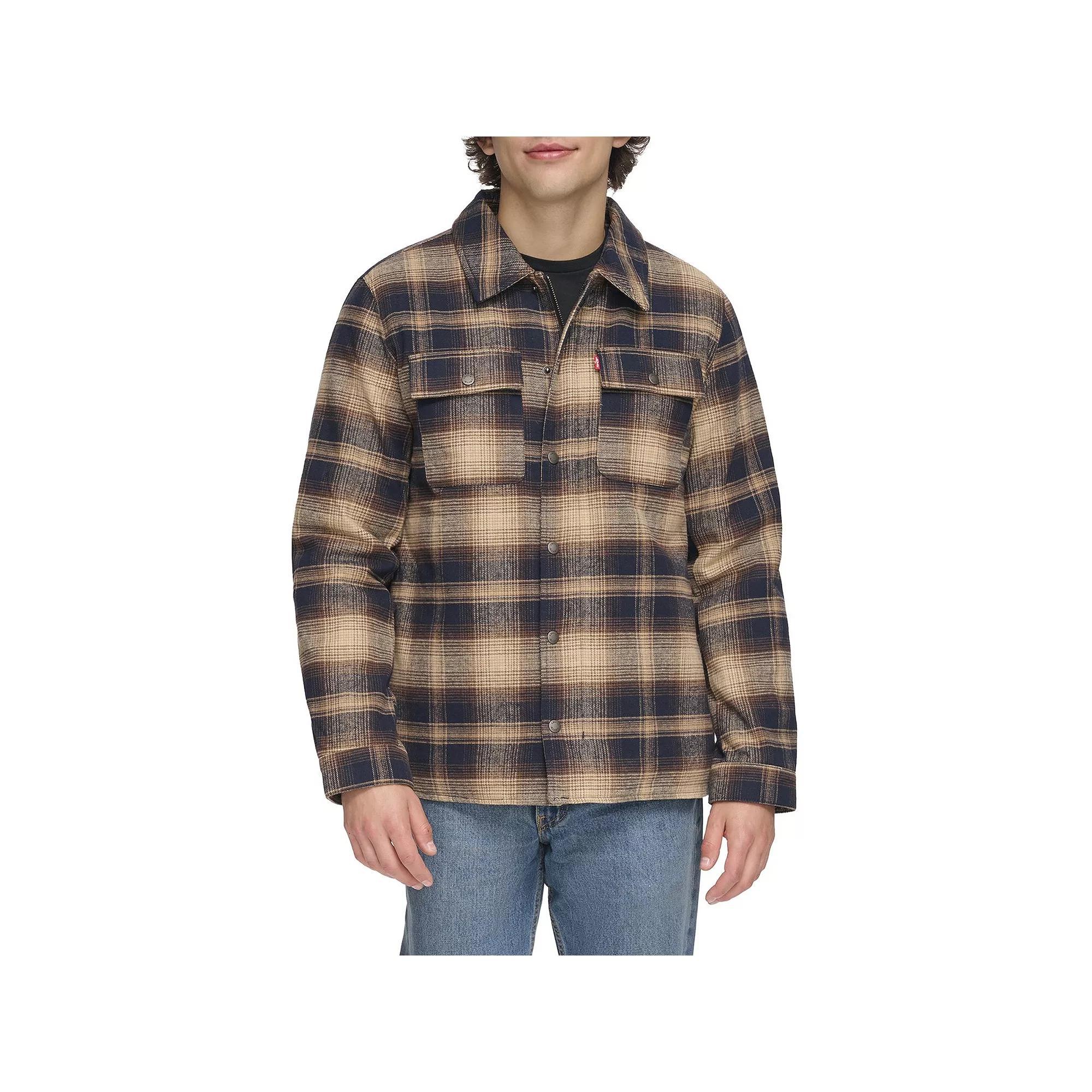 Men's Levi's® Quilted-Lined Shirt Jacket, Size: XL, Brown Plaid Product Image