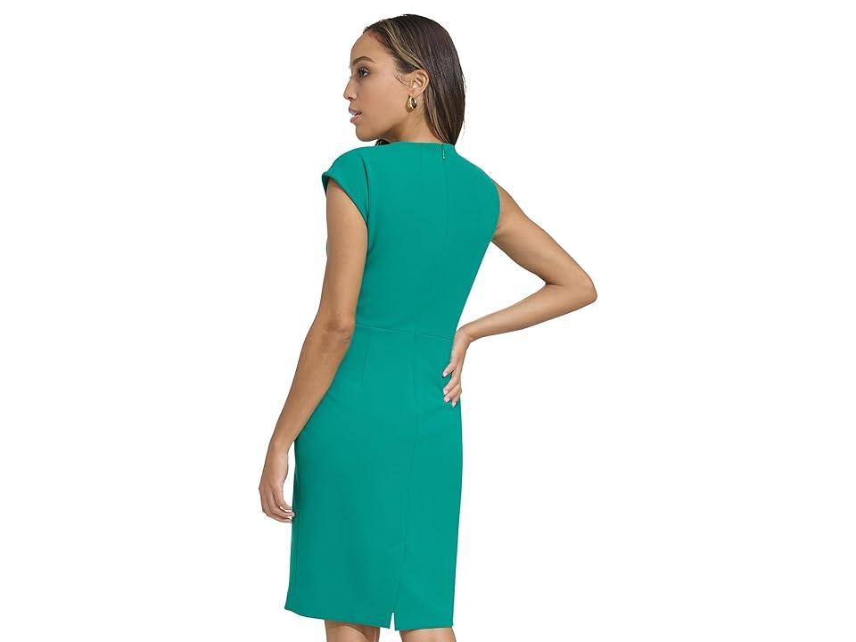 Calvin Klein Short Sheath with Knot Bodice Detail And Flutter Sleeve (Meadow) Women's Dress Product Image