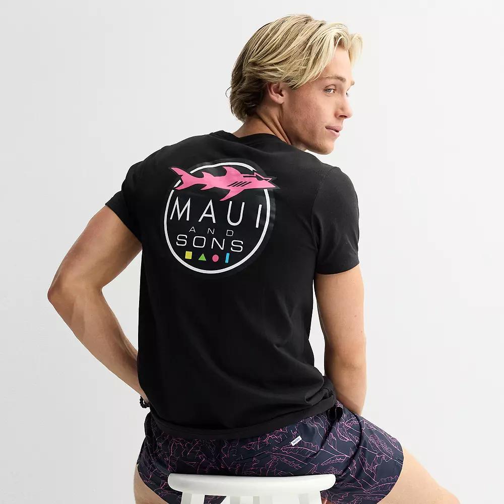 Men's Maui and Sons Classic Shark T-Shirt, Size: XXL, Black Product Image