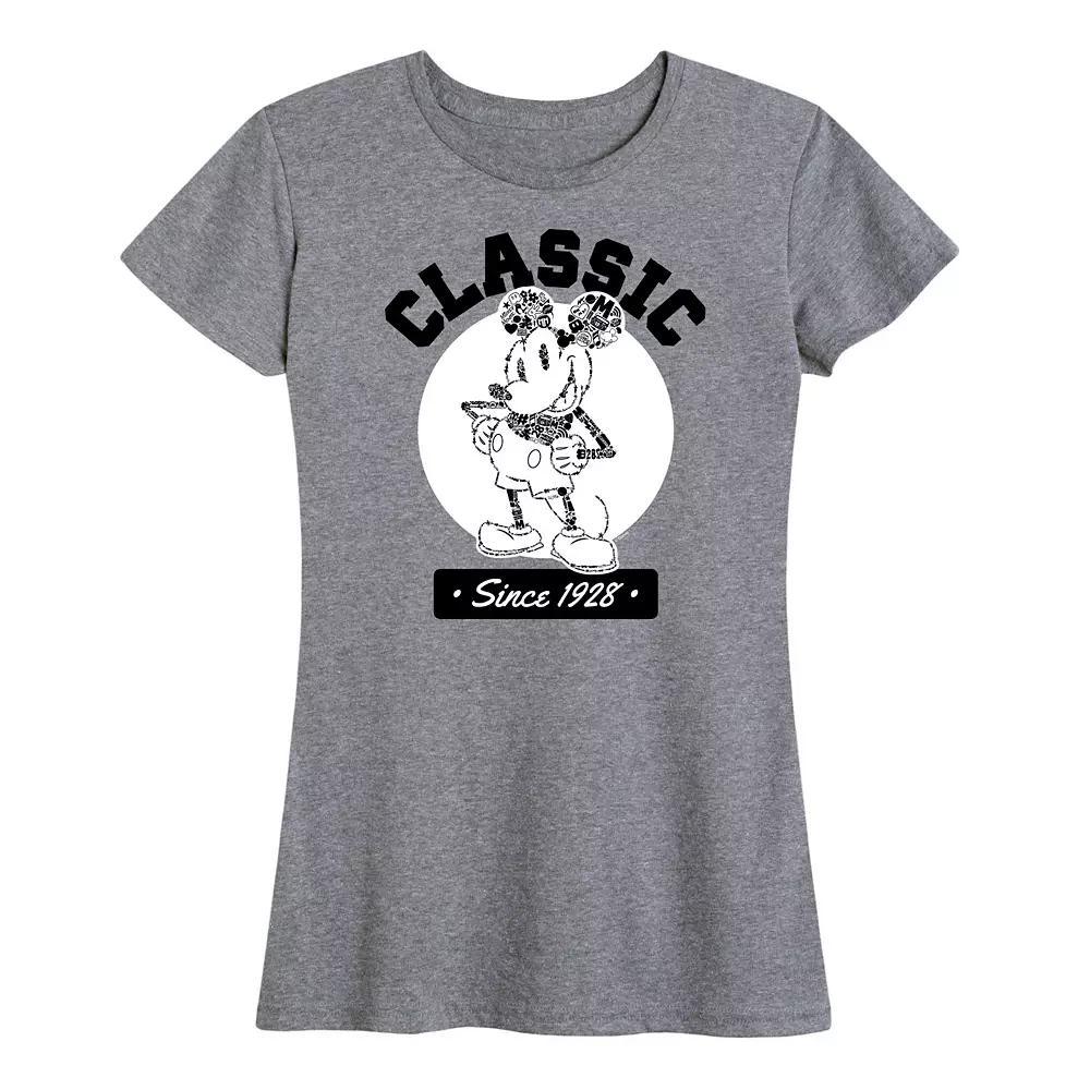Disney's Mickey Mouse Women's Classic Since 1928 Graphic Tee, Size: Small, Grey Gray Product Image