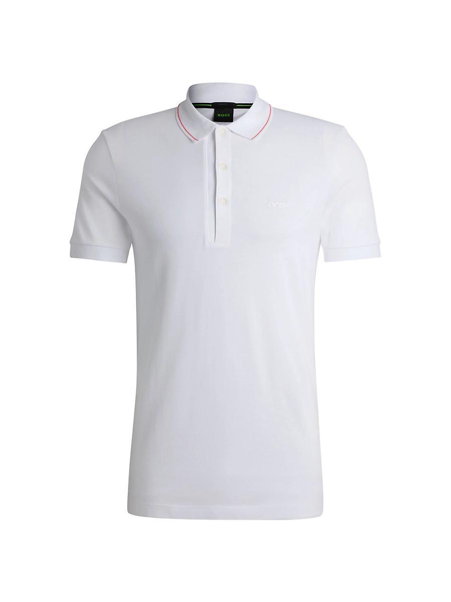 Mens Cotton-Piqu Slim-Fit Polo Shirt with Tonal Logo Product Image