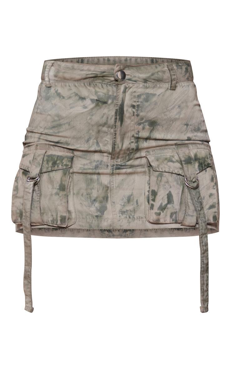 Khaki Vintage Wash Cargo Micro Mini Skirt Product Image