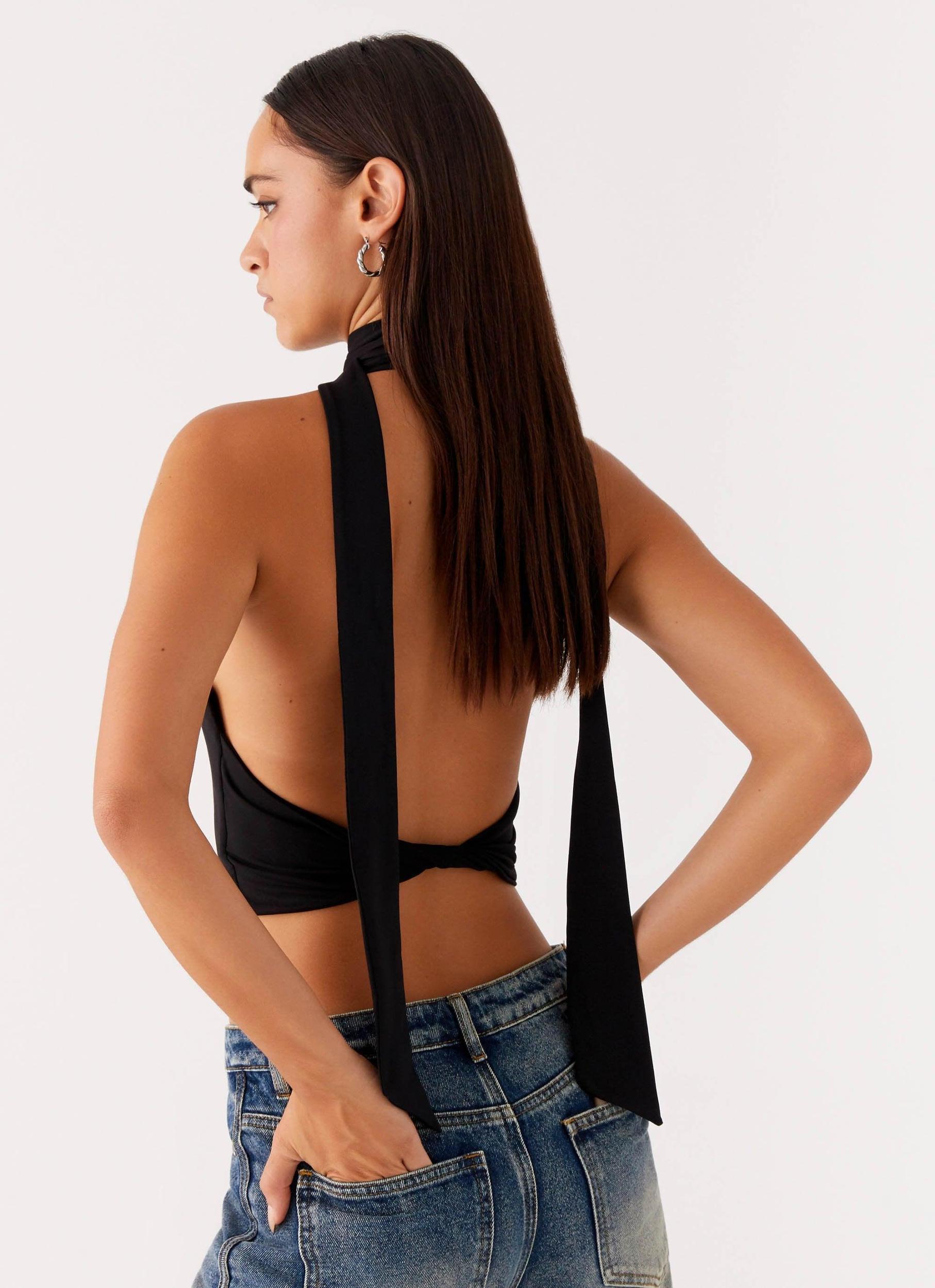 Chrysta Halterneck Top - Black Product Image