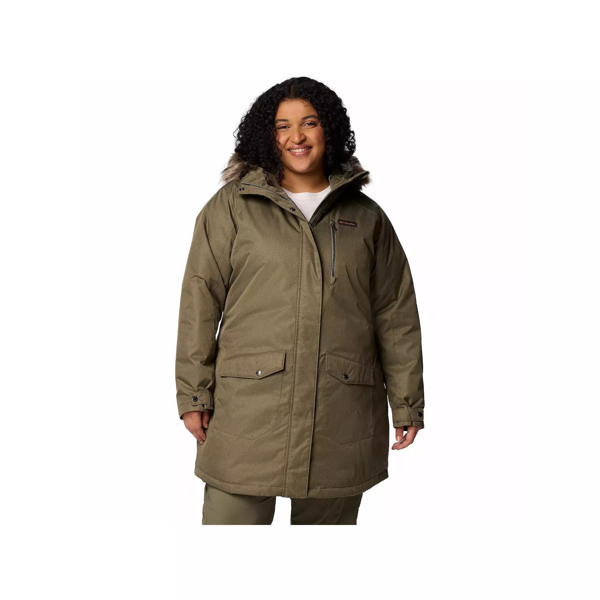 Plus Size Columbia Suttle Mountain Faux Fur Insulated Jacket, Women's, Size: 2XL, Old Stone Green Product Image