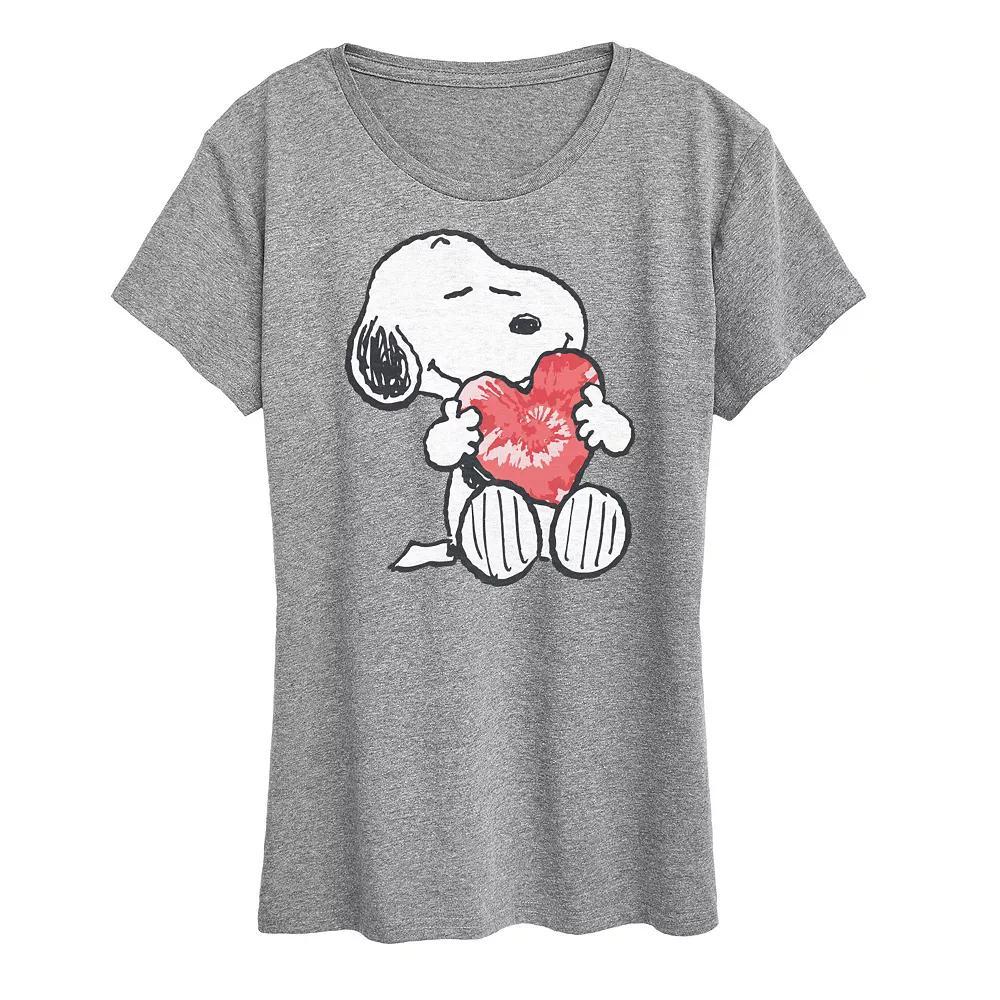Womens Peanuts Snoopy With Heart Graphic Tee, Girls Grey Gray Product Image