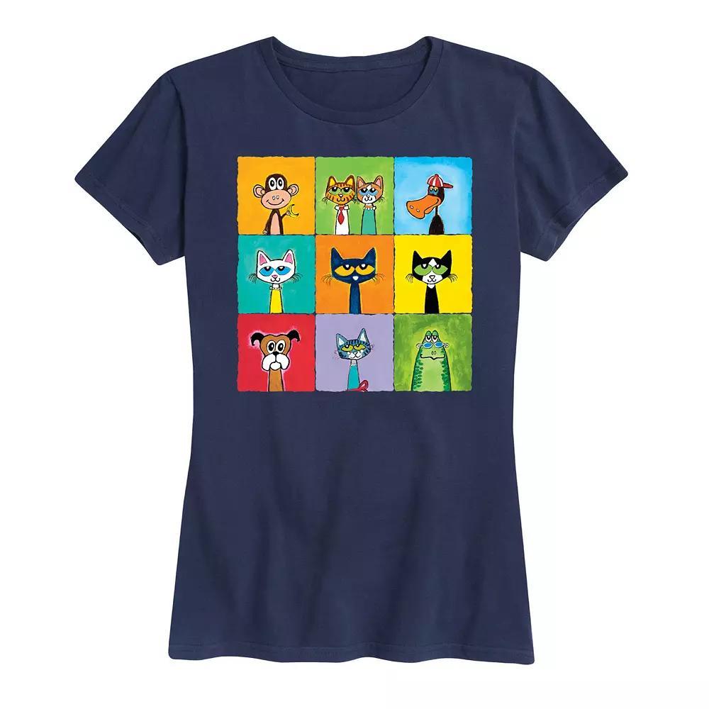 Womens Pete The Cat Family & Friends Collage Graphic Tee, Girls Blue Product Image