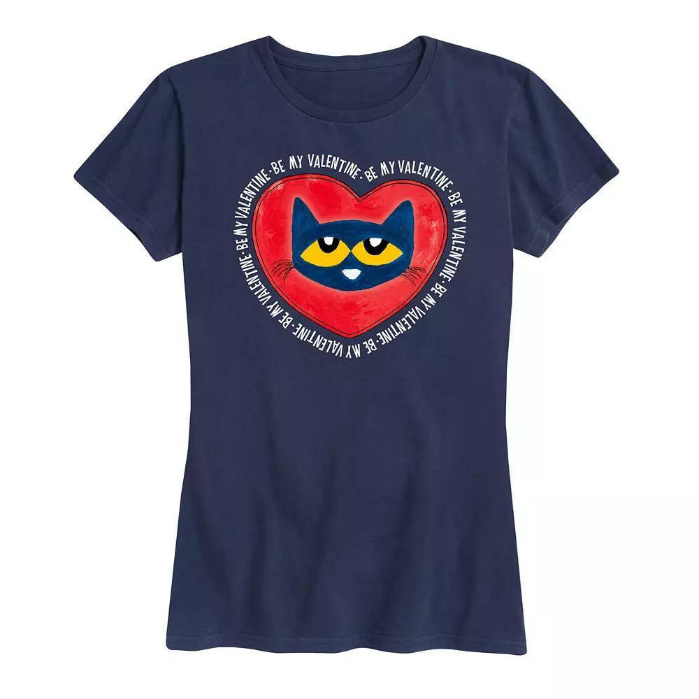 Womens Pete The Cat Be My Valentine Pete Face Graphic Tee Blue Product Image
