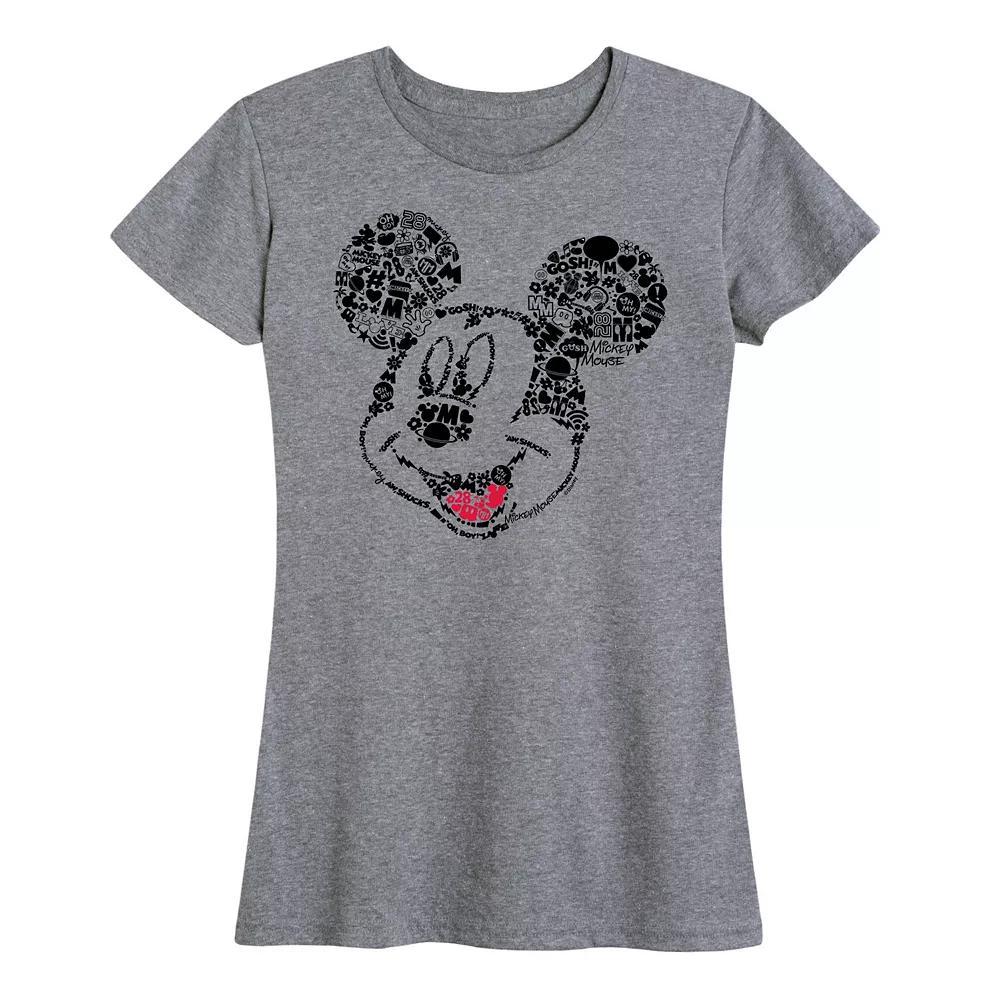 Disney's Mickey Mouse Women's Iconic Fill Graphic Tee, Size: Medium, Grey Gray Product Image