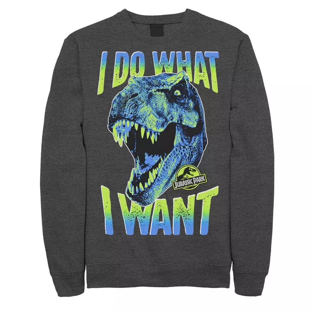 Men's Jurassic Park T-Rex I Do What I Want Pullover Sweatshirt, Size: Large, Grey Heather Product Image