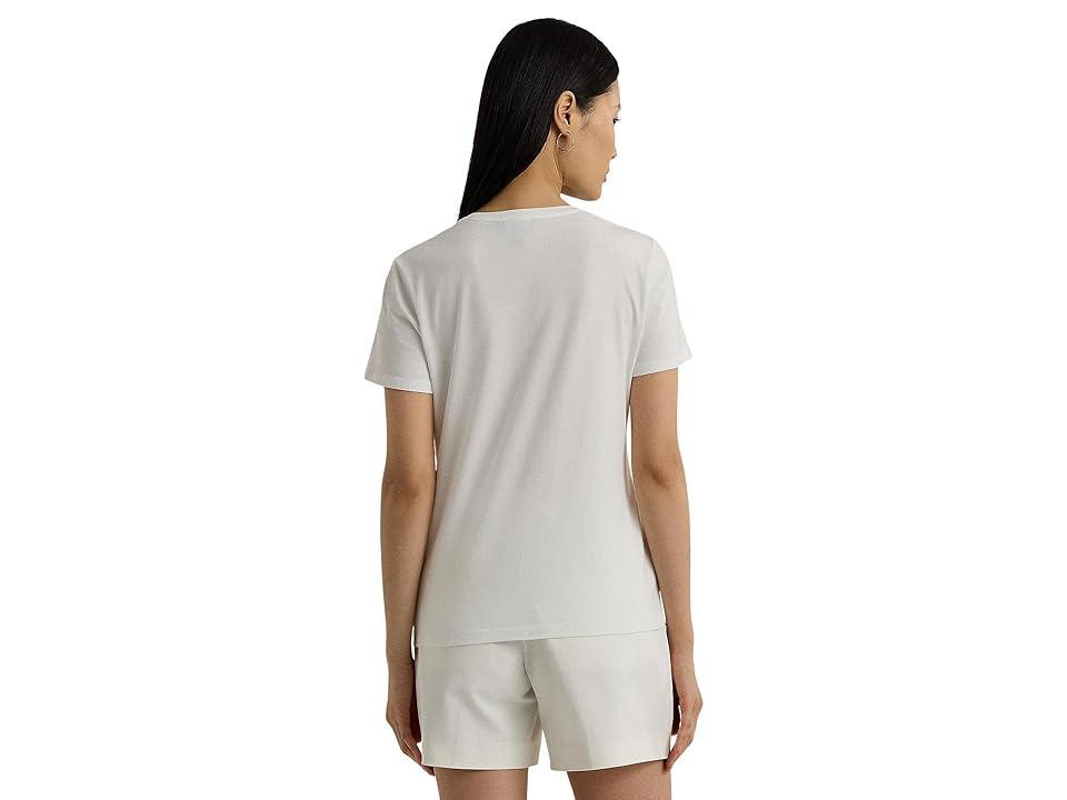 Lauren Ralph Lauren Petite Floral Eyelet Cotton Jersey Tee Women's Clothing Product Image
