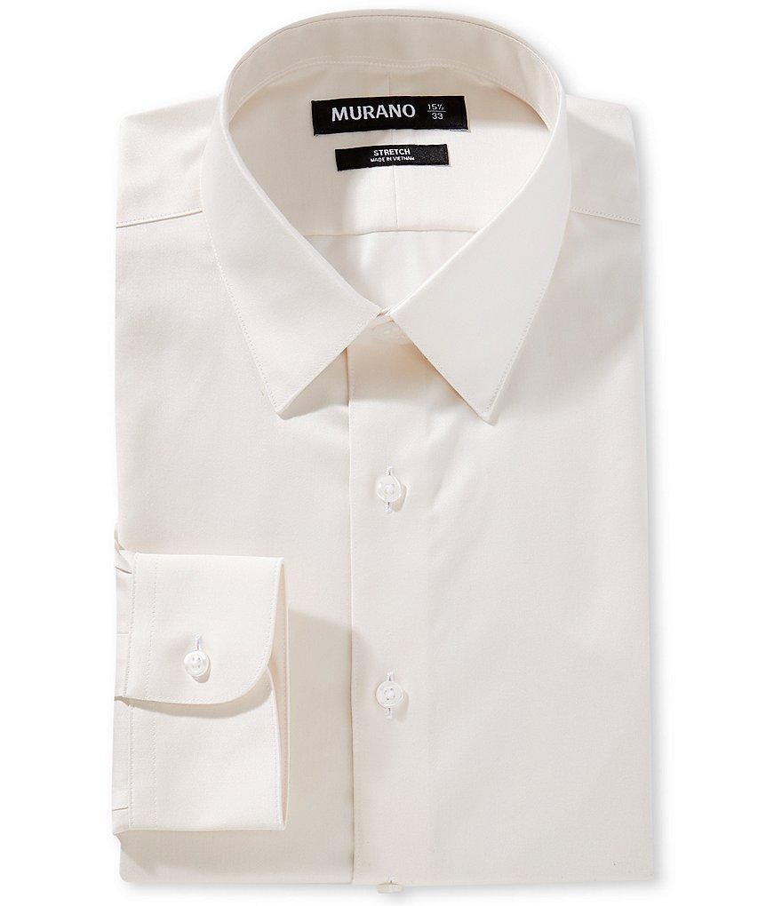 Murano Slim-Fit Point Collar Solid Sateen Dress Shirt Product Image
