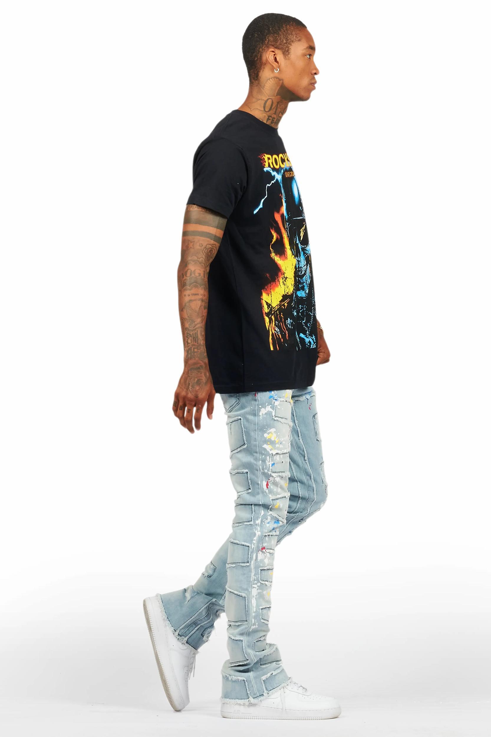 Balius Black Oversized Graphic T-Shirt Male Product Image