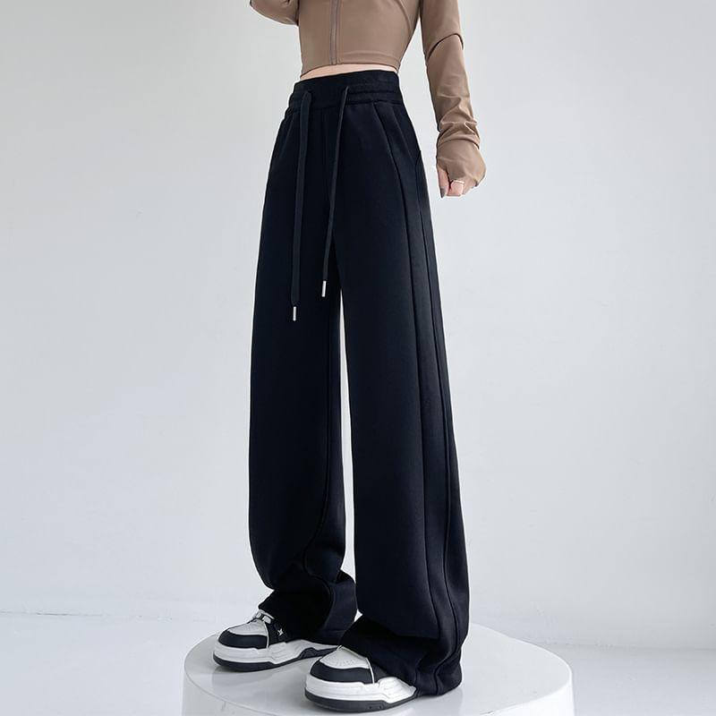 High Rise Plain Wide Leg Pants Product Image
