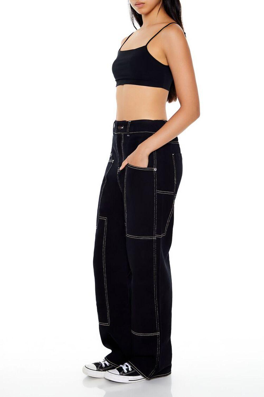 Twill Wide-Leg Cargo Pants | Forever 21 Product Image