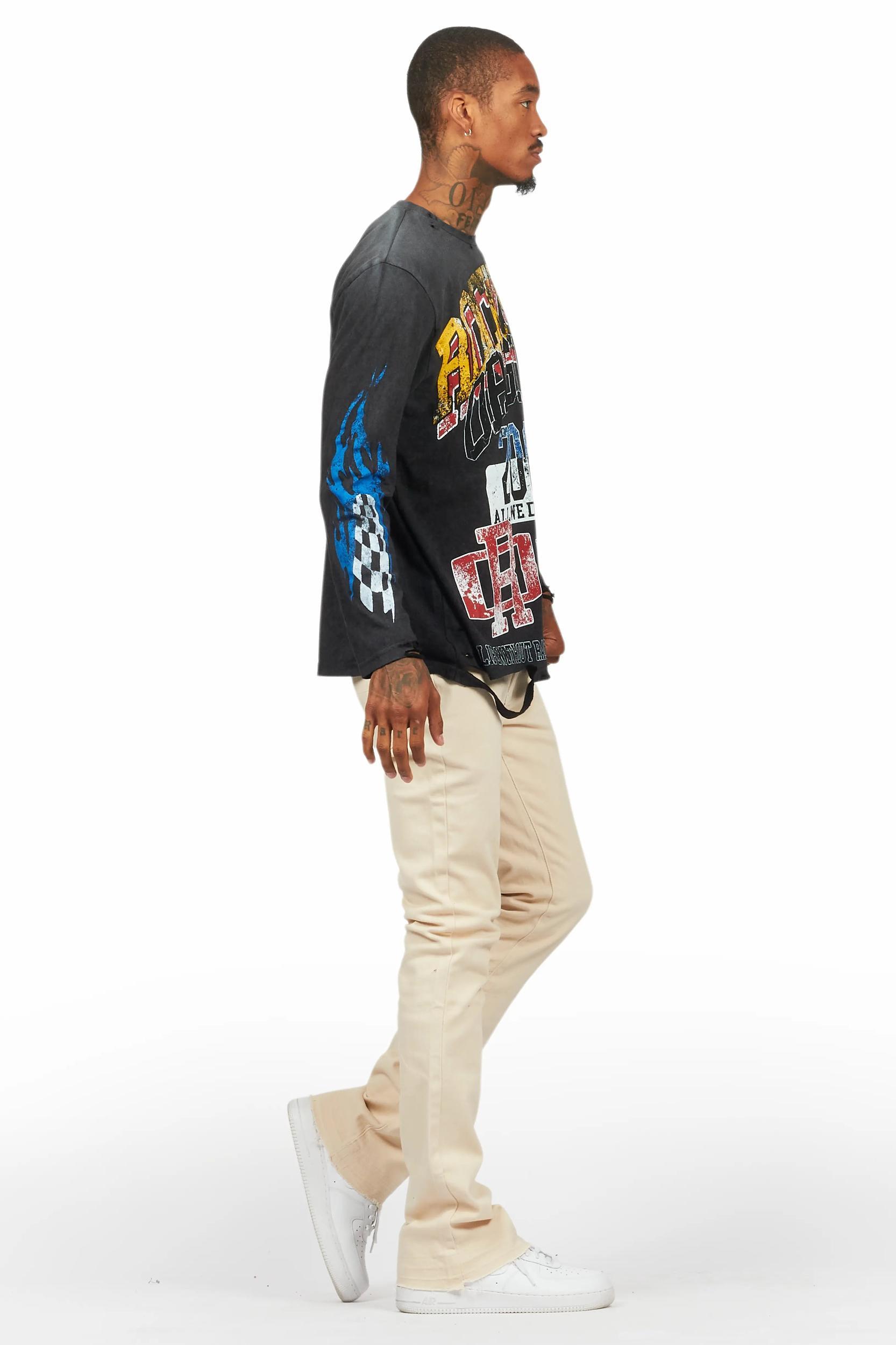 Dag Beige Stacked Flare Jean Male Product Image