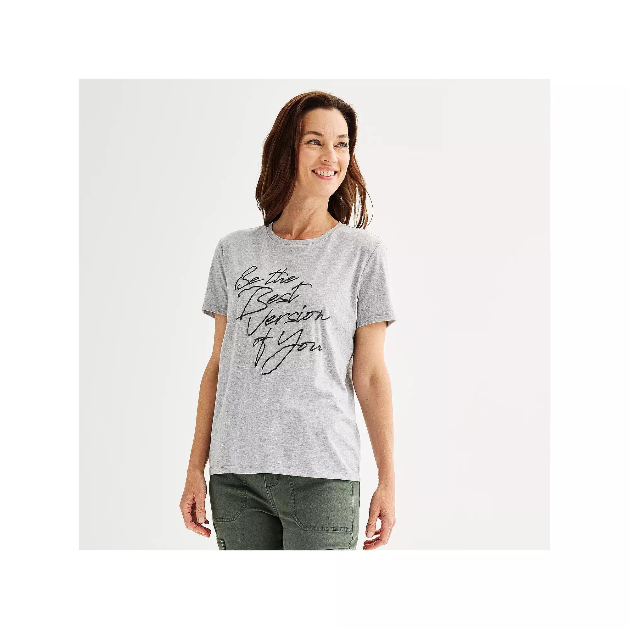 Women's "Be the Best Version of You" Graphic Tee, Size: XL, Grey Product Image