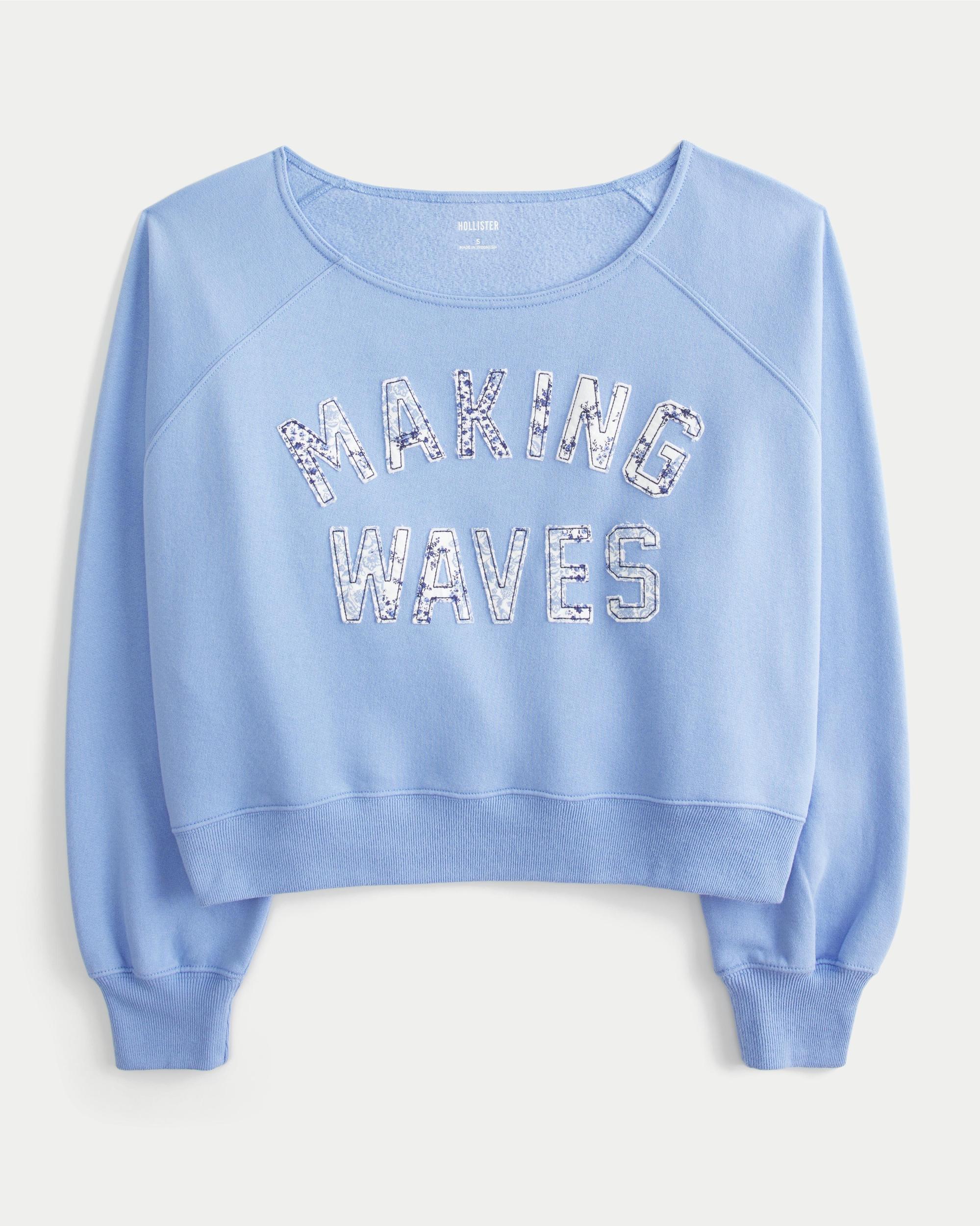 Easy Off-the-Shoulder Number Graphic Crew Sweatshirt Product Image