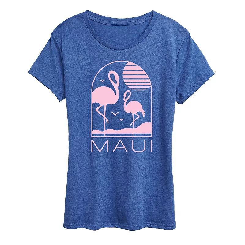 Womens Maui Flamingos Graphic Tee Heather Grey Product Image