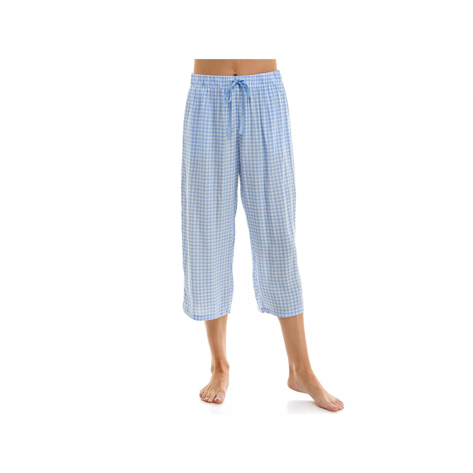 Women's Croft & Barrow® Woven Rayon Pajama Capri Pants, Size: Medium, French Plaid Product Image