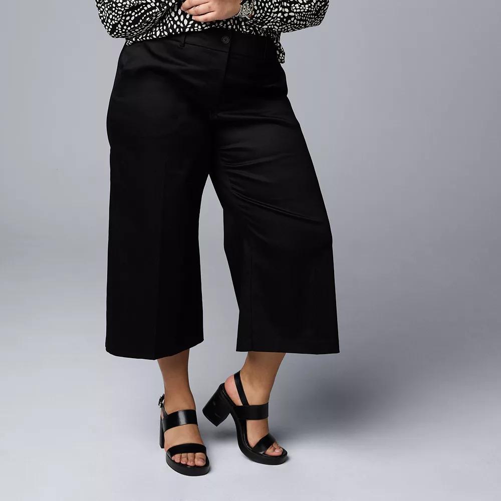 Plus Size Simply Vera Vera Wang High Rise Shaping Capri Pants, Women's, Size: 2XL, Black Product Image