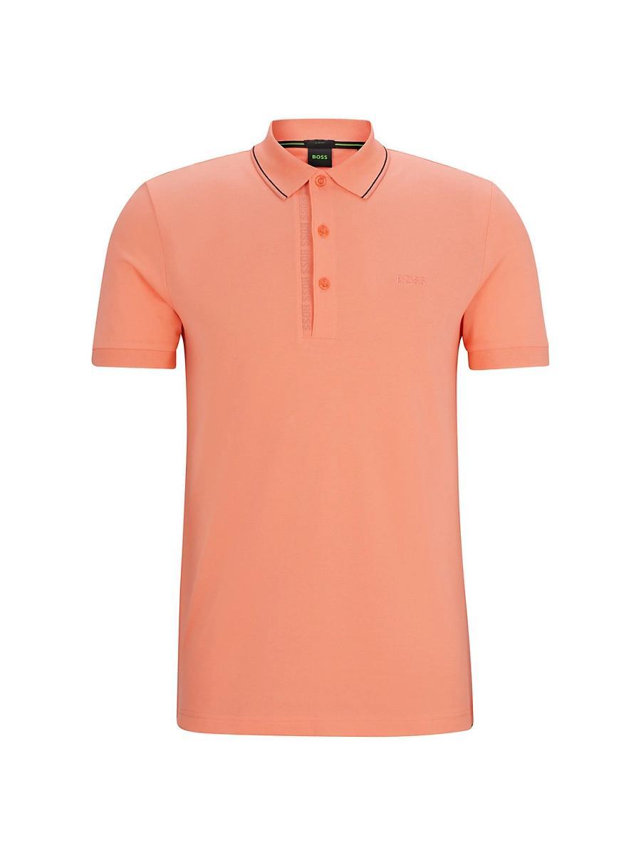 Mens Cotton-Piqu Slim-Fit Polo Shirt with Tonal Logo Product Image